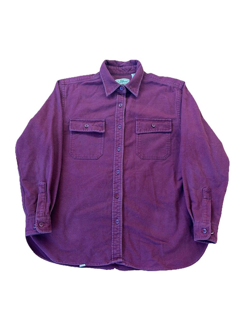 Womens Vintage LL Bean Red Chamois Cloth Button Up Medium